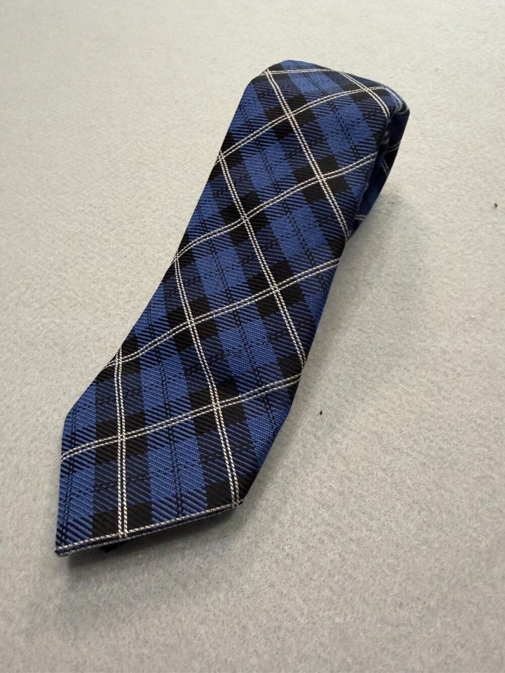 Lauren Ralph Lauren Blue Black Plaid Silk Blend Classic Men's Tie